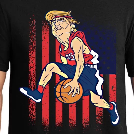 Trump Playing Basketball Funny President Sports Lover Gift Great Gift Pajama Set