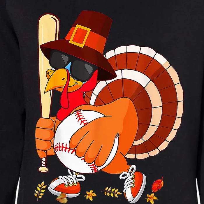 Turkey Playing Baseball Thanksgiving Womens California Wash Sweatshirt