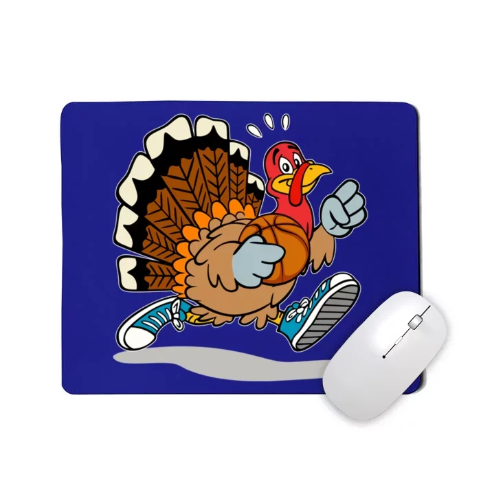 Turkey Playing Basketball Thanksgiving Boys Turkey Gift Mousepad