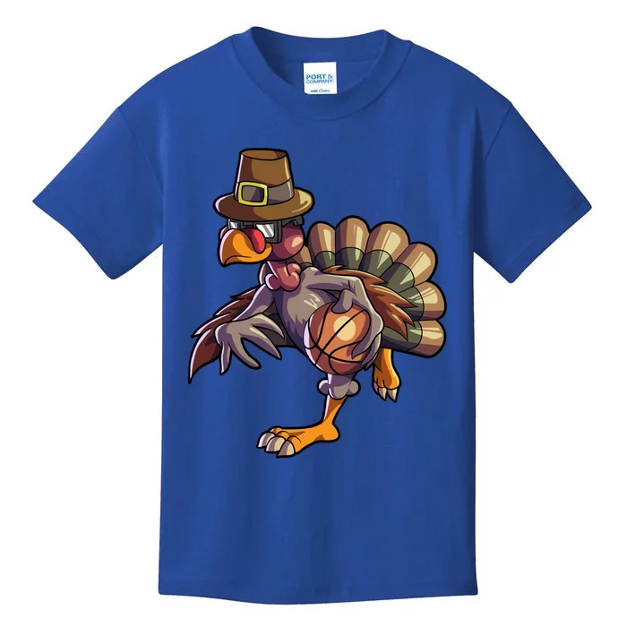 Turkey Playing Basketball Thanksgiving Boys Turkey Gift Kids T-Shirt