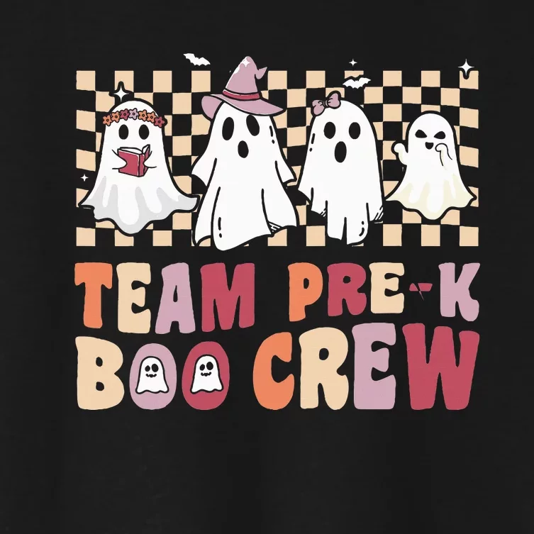 Team PreK Boo Crew Funny Ghost Halloween Teacher Women's Crop Top Tee