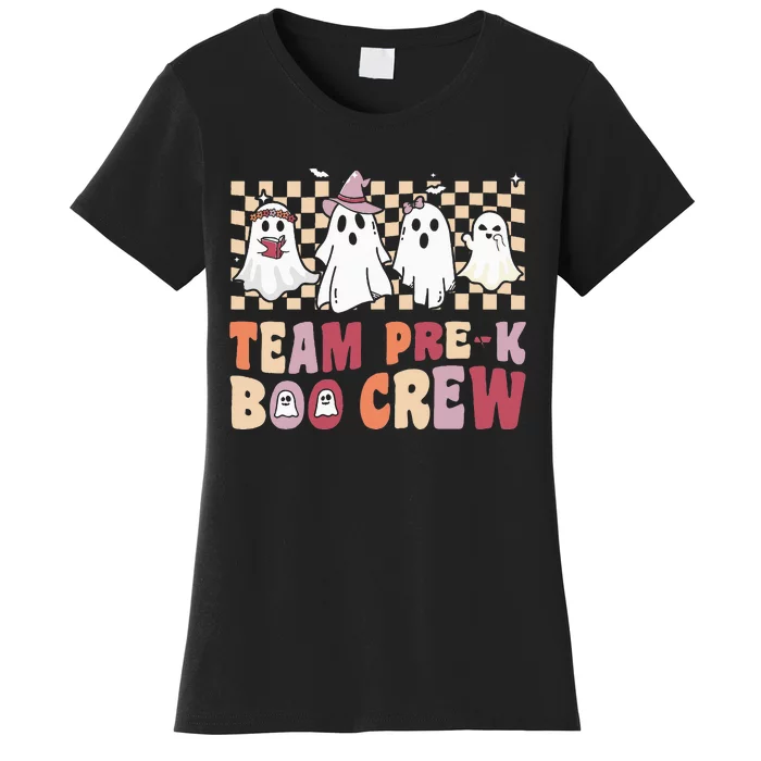 Team PreK Boo Crew Funny Ghost Halloween Teacher Women's T-Shirt