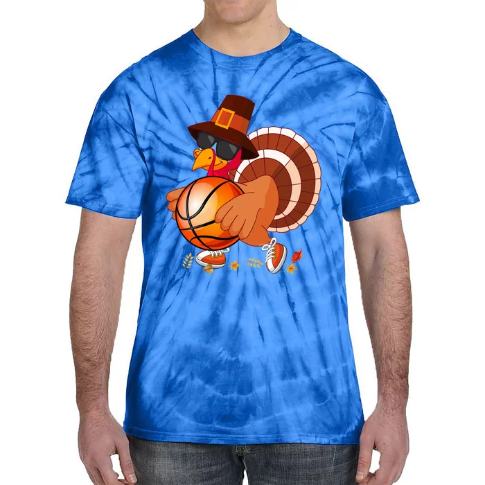 Turkey Playing Basketball Thanksgiving Turkey Basketball Cool Gift Tie-Dye T-Shirt