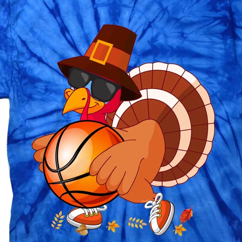 Turkey Playing Basketball Thanksgiving Turkey Basketball Cool Gift Tie-Dye T-Shirt