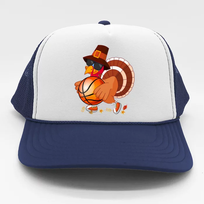 Turkey Playing Basketball Thanksgiving Turkey Basketball Cool Gift Trucker Hat