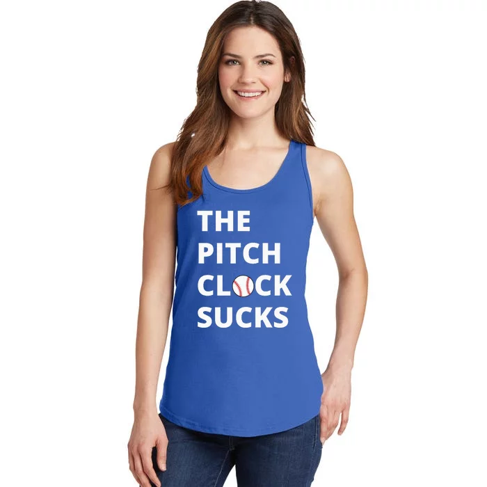 The Pitch Clock Sucks Pitching Shot Clock Baseball Pitcher Ladies Essential Tank