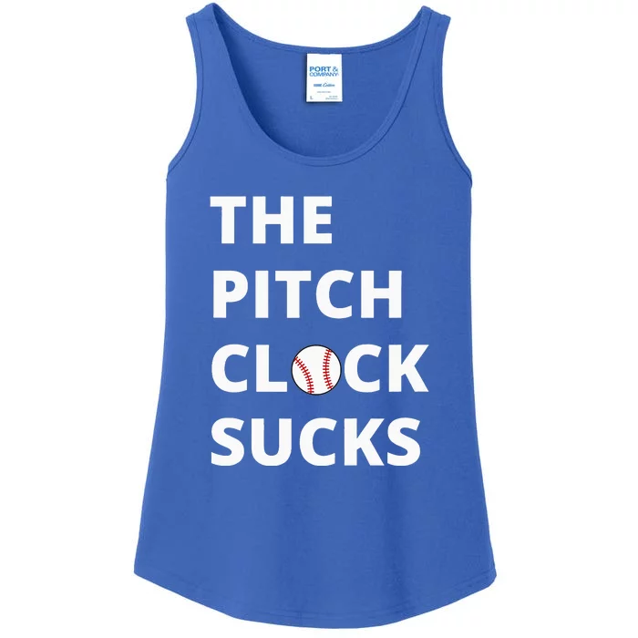 The Pitch Clock Sucks Pitching Shot Clock Baseball Pitcher Ladies Essential Tank