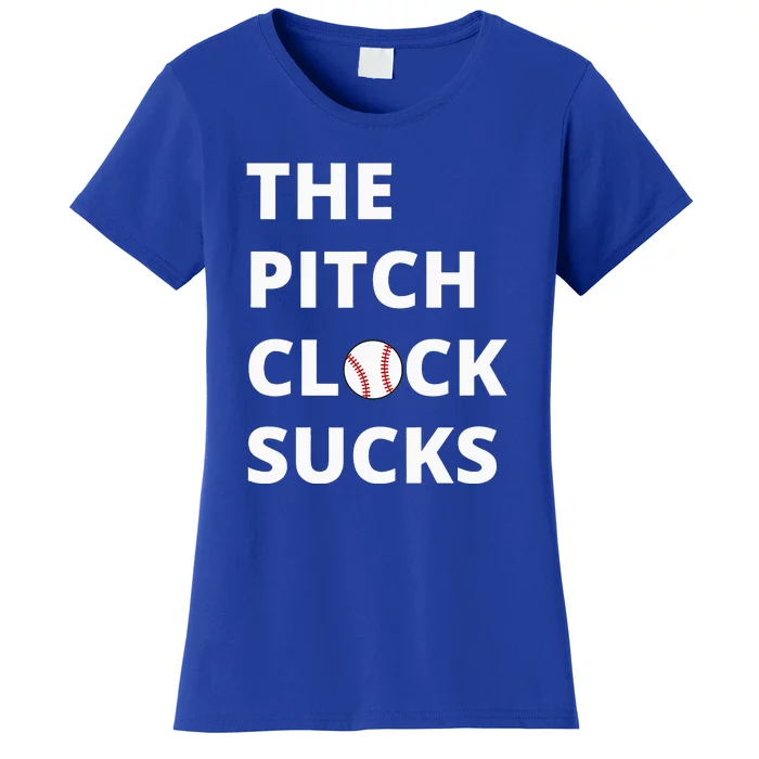 The Pitch Clock Sucks Pitching Shot Clock Baseball Pitcher Women's T-Shirt