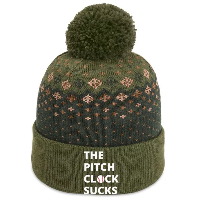 The Pitch Clock Sucks Pitching Shot Clock Baseball Pitcher The Baniff Cuffed Pom Beanie