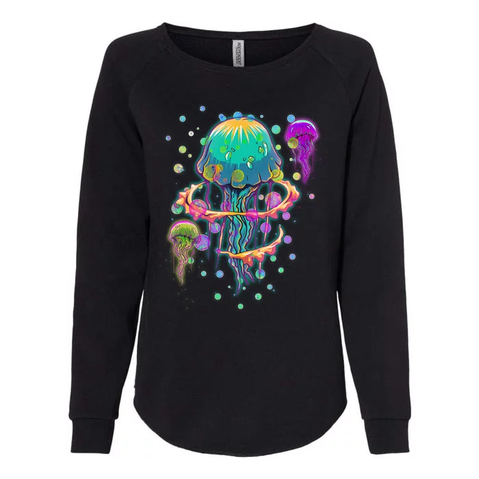 Trippy Psychedelic Colorful Jellyfish Womens California Wash Sweatshirt