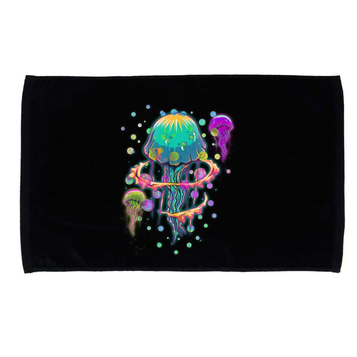 Trippy Psychedelic Colorful Jellyfish Microfiber Hand Towel