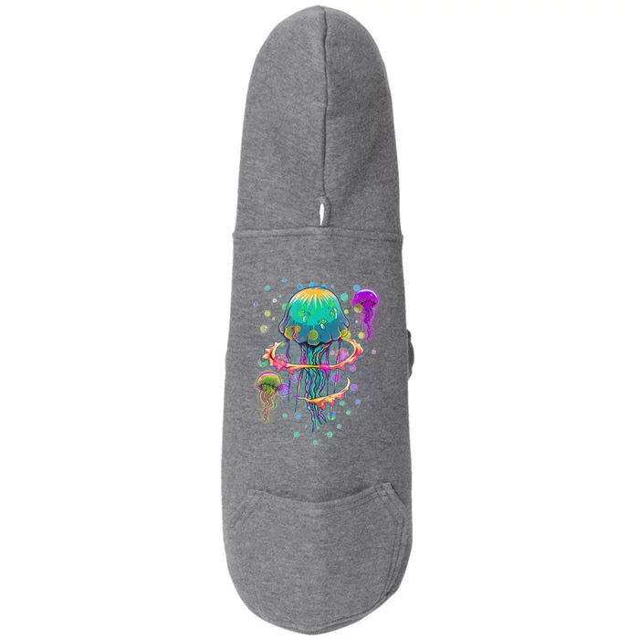 Trippy Psychedelic Colorful Jellyfish Doggie 3-End Fleece Hoodie