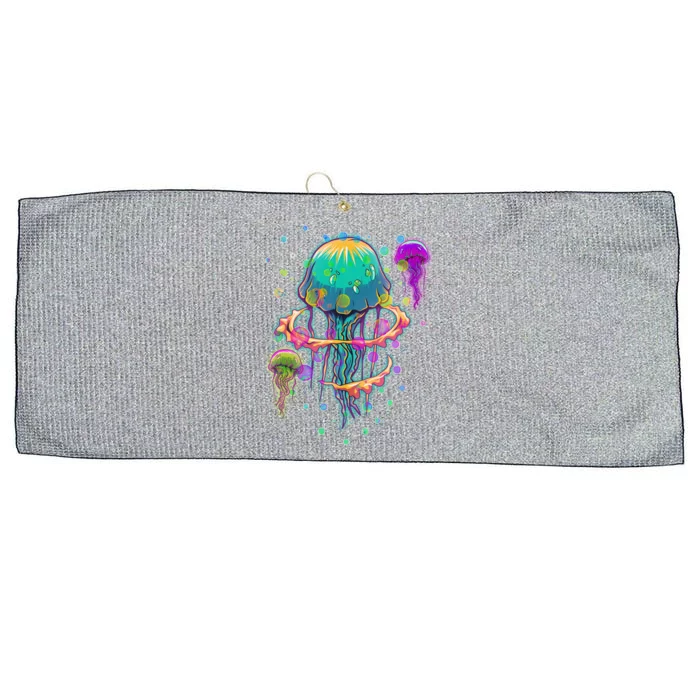 Trippy Psychedelic Colorful Jellyfish Large Microfiber Waffle Golf Towel