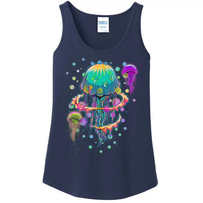 Trippy Psychedelic Colorful Jellyfish Ladies Essential Tank