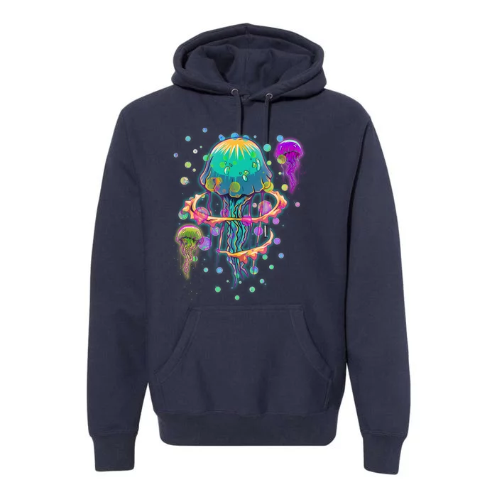 Trippy Psychedelic Colorful Jellyfish Premium Hoodie