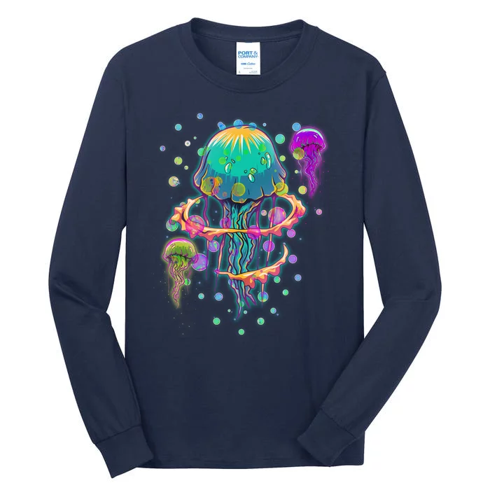 Trippy Psychedelic Colorful Jellyfish Tall Long Sleeve T-Shirt