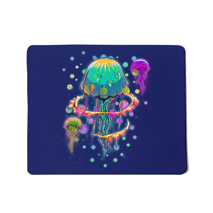 Trippy Psychedelic Colorful Jellyfish Mousepad