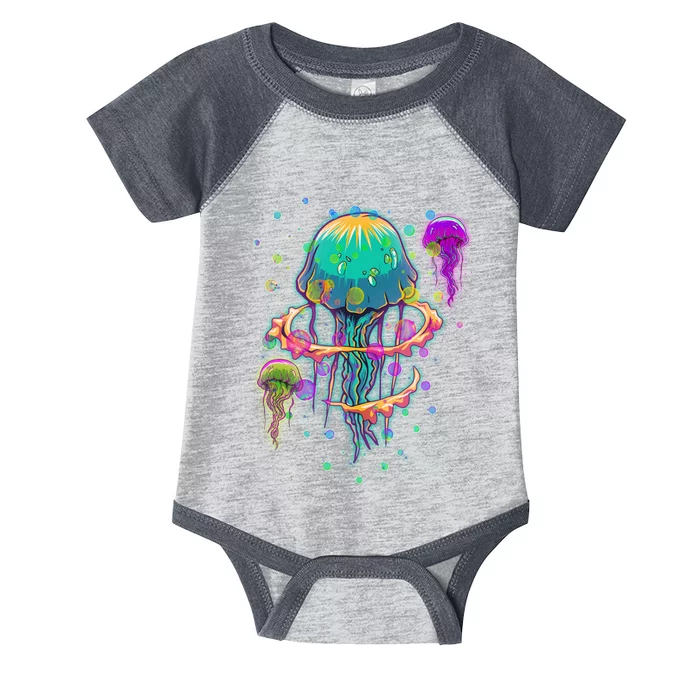 Trippy Psychedelic Colorful Jellyfish Infant Baby Jersey Bodysuit