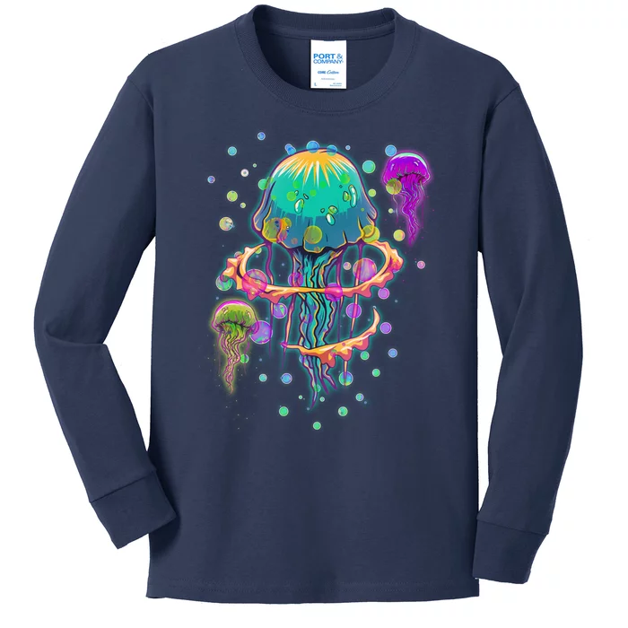 Trippy Psychedelic Colorful Jellyfish Kids Long Sleeve Shirt