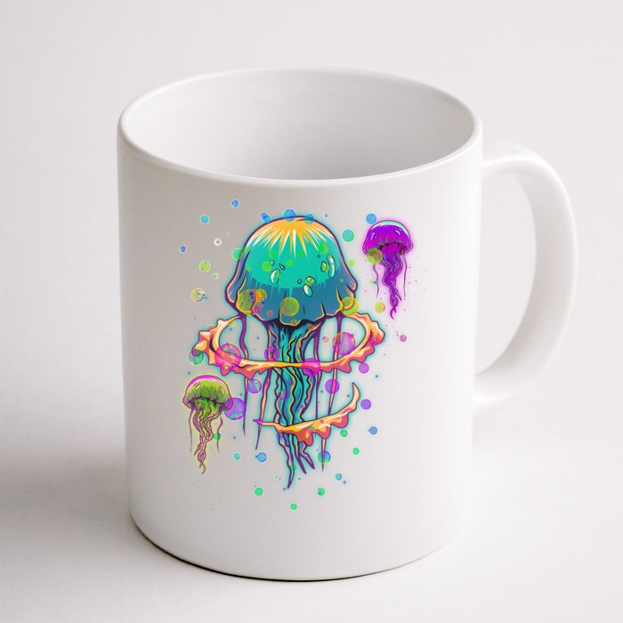 Trippy Psychedelic Colorful Jellyfish Front & Back Coffee Mug