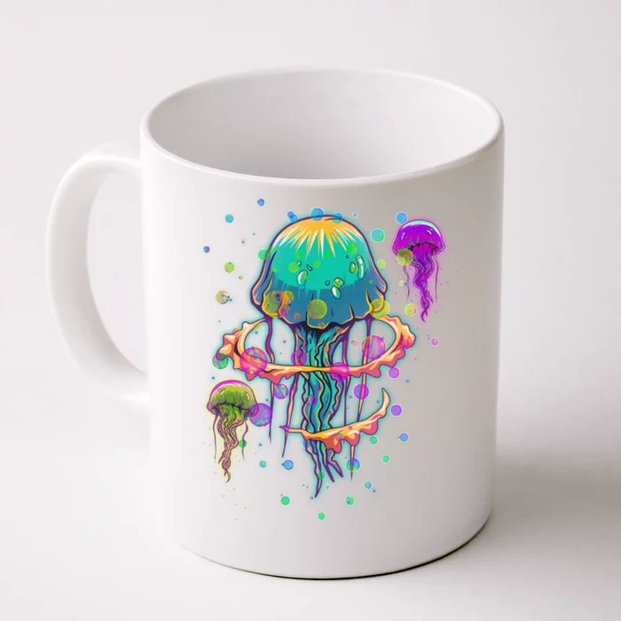 Trippy Psychedelic Colorful Jellyfish Front & Back Coffee Mug