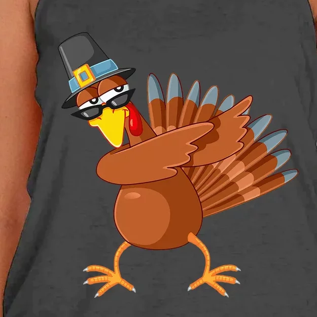 Thanksgiving Pilgrim Costume Cool Turkey Dabbing Women's Knotted Racerback Tank