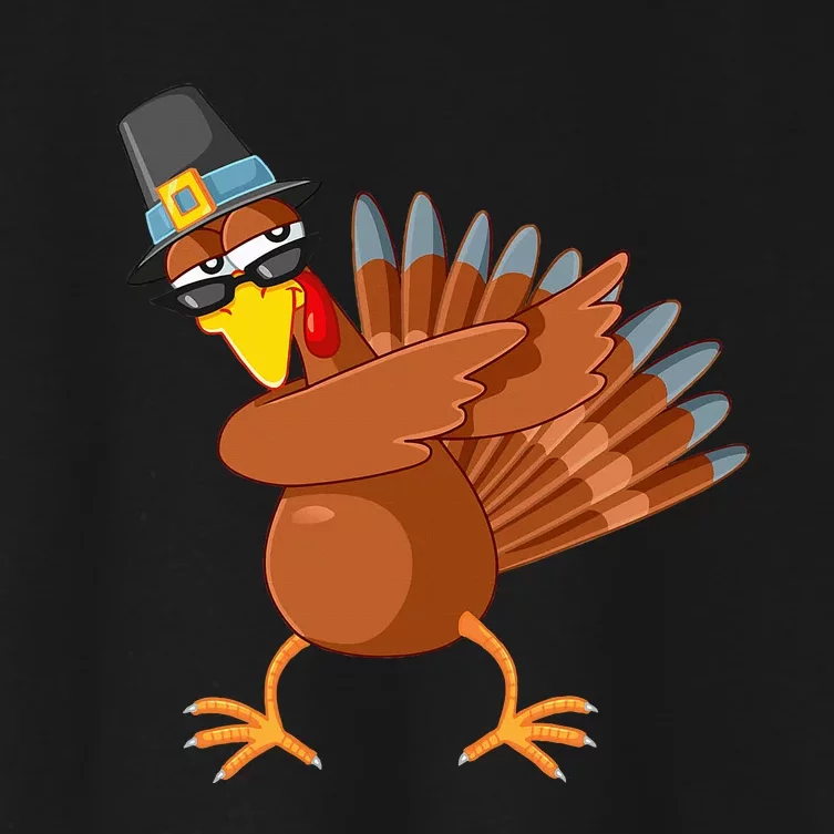 Thanksgiving Pilgrim Costume Cool Turkey Dabbing Women's Crop Top Tee