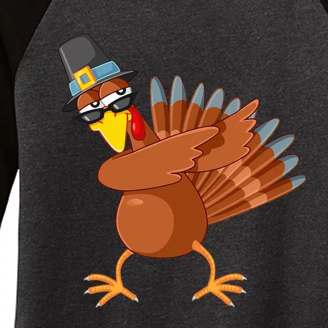 Thanksgiving Pilgrim Costume Cool Turkey Dabbing Women's Tri-Blend 3/4-Sleeve Raglan Shirt