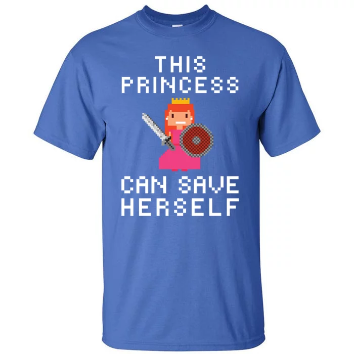 This Princess Can Save Hers Pixel Art Retro Gaming Arcade Gift Tall T-Shirt