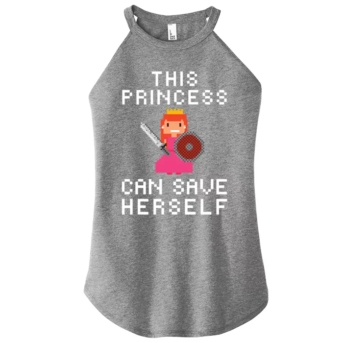 This Princess Can Save Hers Pixel Art Retro Gaming Arcade Gift Women’s Perfect Tri Rocker Tank