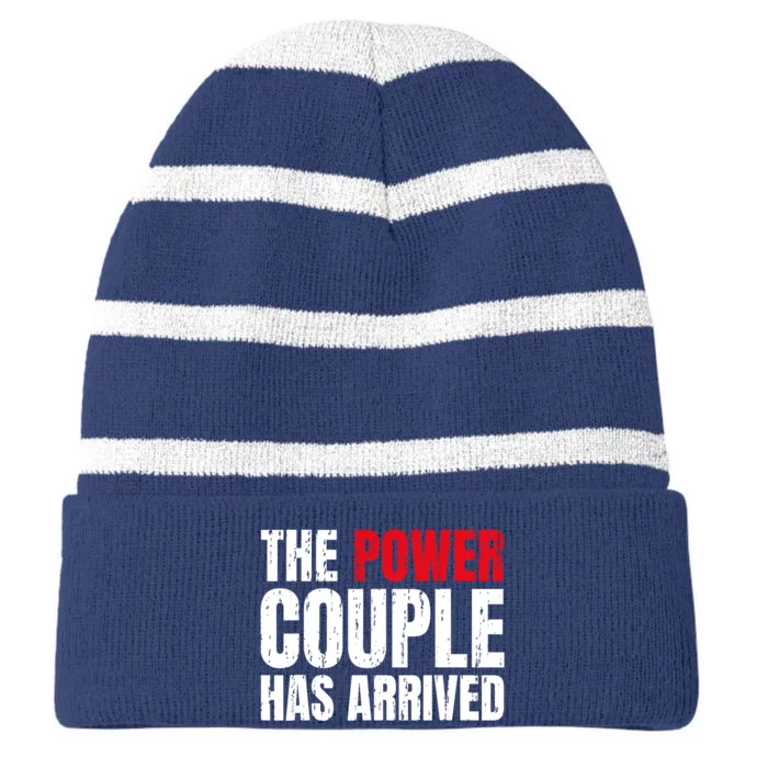 The Power Couple Has Arrived Valentine´S Day Love Couples Striped Beanie with Solid Band