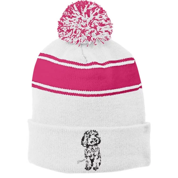 Toy Poodle Cute Dog Lover Standard Poodle Womens Men Stripe Pom Pom Beanie