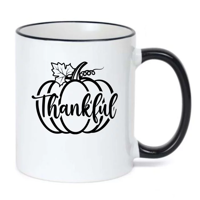 Thankful Pumpkin Cute Cozy Black Color Changing Mug