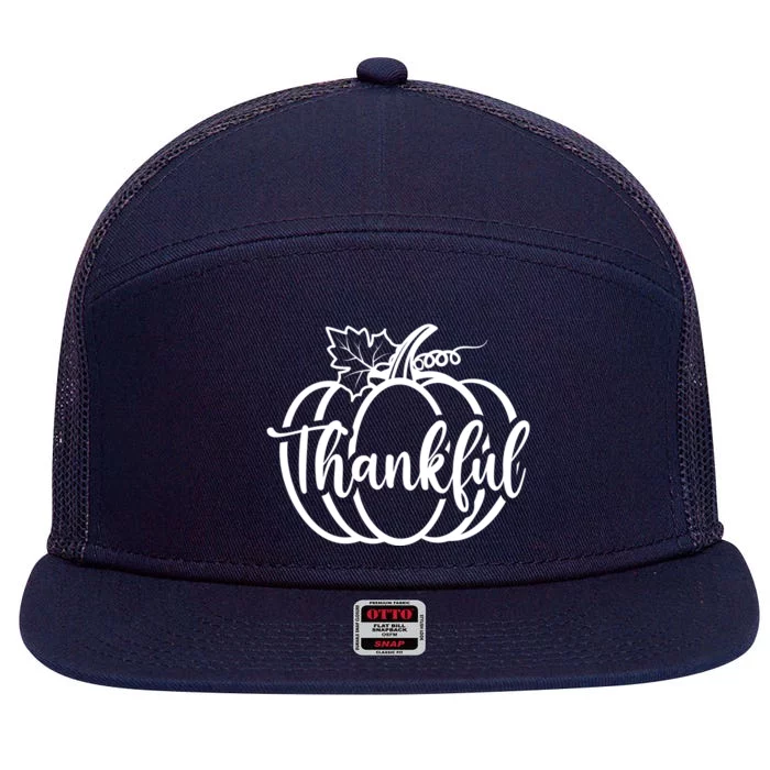 Thankful Pumpkin Cute Cozy 7 Panel Mesh Trucker Snapback Hat