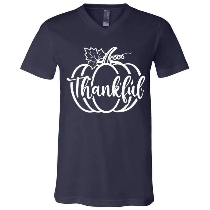 Thankful Pumpkin Cute Cozy V-Neck T-Shirt