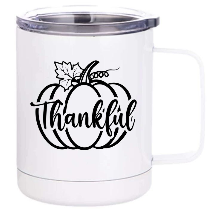 Thankful Pumpkin Cute Cozy Front & Back 12oz Stainless Steel Tumbler Cup