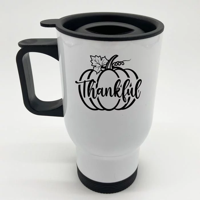 Thankful Pumpkin Cute Cozy Front & Back Stainless Steel Travel Mug