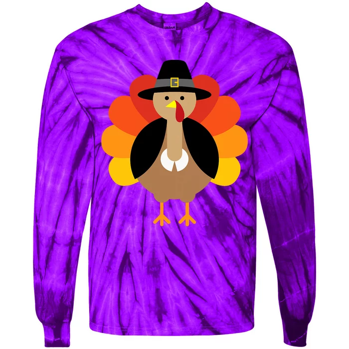 Turkey Pilgrim Cute Thanksgiving Tie-Dye Long Sleeve Shirt