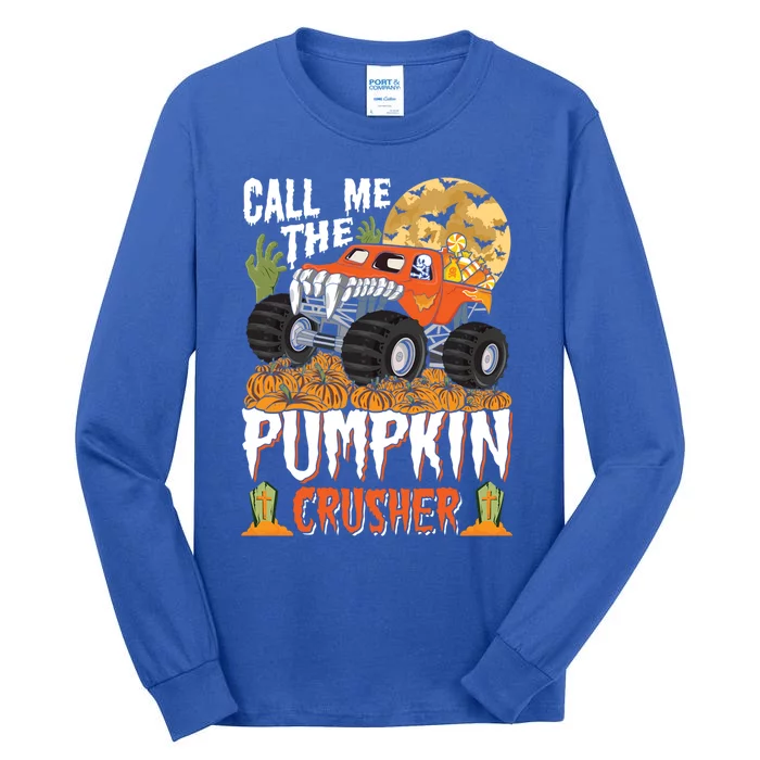 The Pumpkin Crusher Halloween Monster Truck Gift Tall Long Sleeve T-Shirt