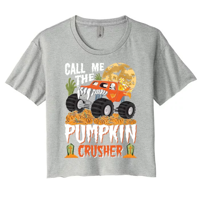 The Pumpkin Crusher Halloween Monster Truck Gift Women's Crop Top Tee