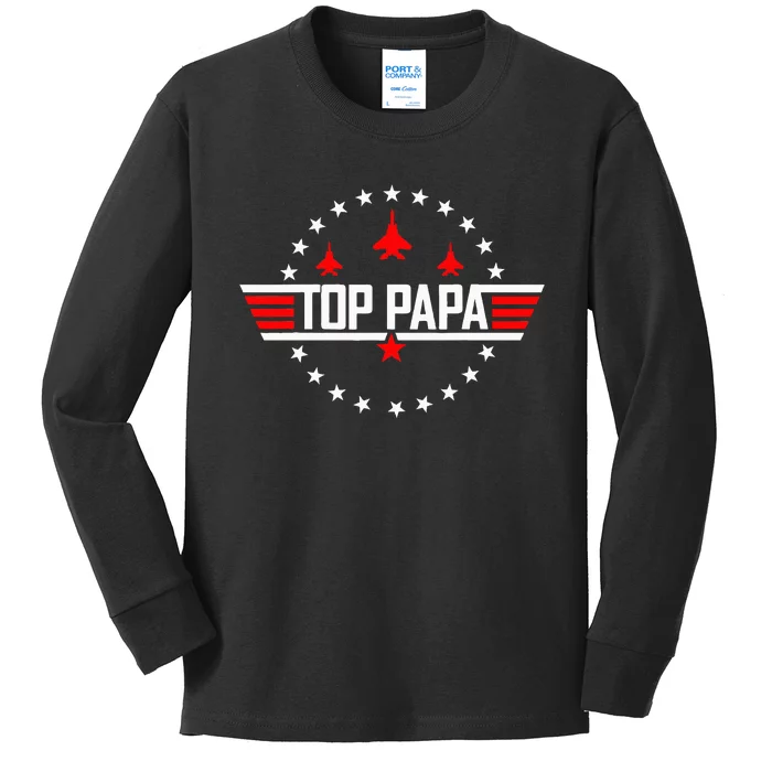 Top Papa Dad Papa Grandpa Husband Kids Long Sleeve Shirt