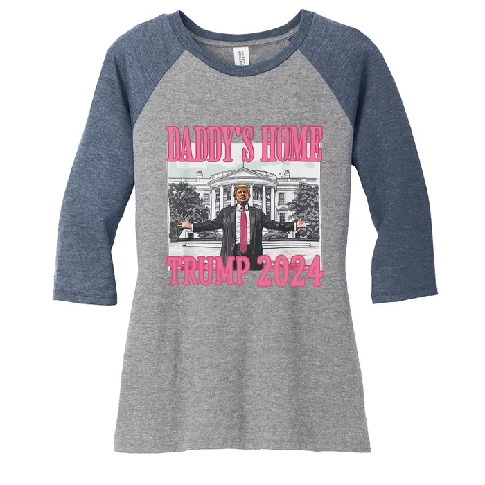 Trump Pink Daddys Home Trump 2024 Women's Tri-Blend 3/4-Sleeve Raglan Shirt