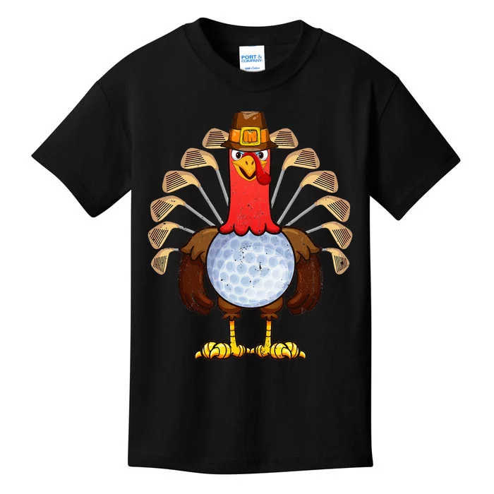 Turkey Playing Disc Golf Cute Turkey Disc Golf Player Kids T-Shirt