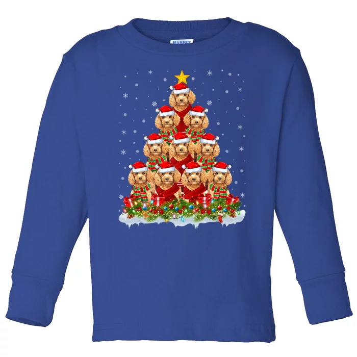 Toy Poodle Dog Lover Xmas Tree Santa Christmas Toy Poodle Gift Toddler Long Sleeve Shirt