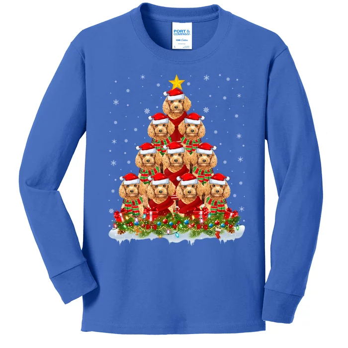 Toy Poodle Dog Lover Xmas Tree Santa Christmas Toy Poodle Gift Kids Long Sleeve Shirt