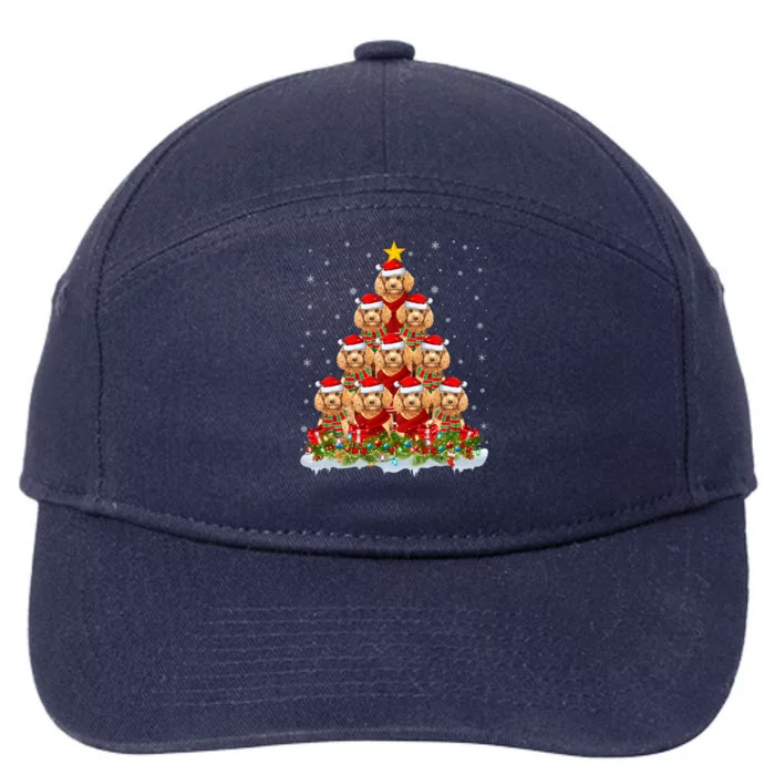 Toy Poodle Dog Lover Xmas Tree Santa Christmas Toy Poodle Gift 7-Panel Snapback Hat