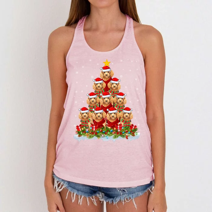 Toy Poodle Dog Lover Xmas Tree Santa Christmas Toy Poodle Gift Women's Knotted Racerback Tank