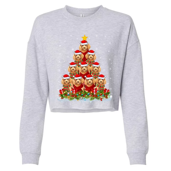 Toy Poodle Dog Lover Xmas Tree Santa Christmas Toy Poodle Gift Cropped Pullover Crew