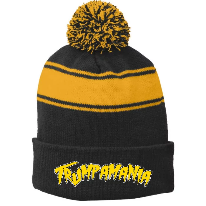 Trumpamania Pro Donald Trump Republican Wrestling Funny Stripe Pom Pom Beanie