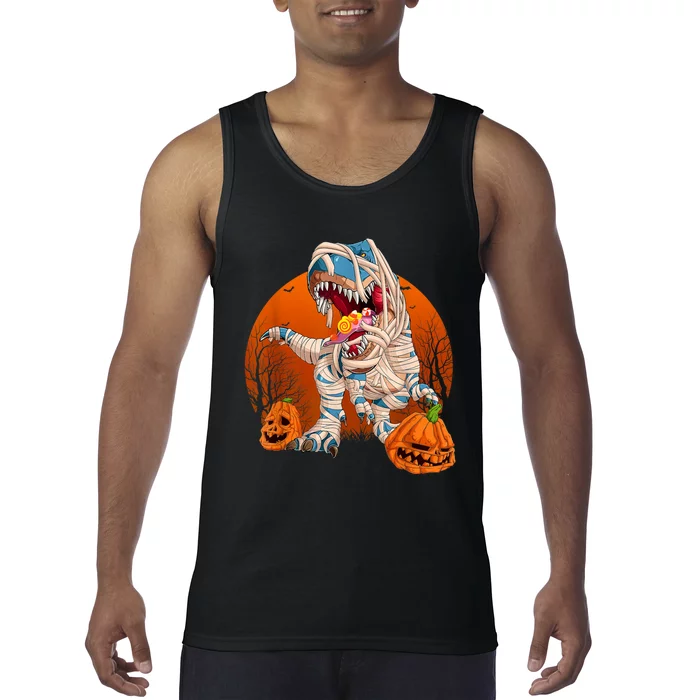 Trex Pumpkin Dinosaur Halloween Mummy Zombie Dino Tank Top